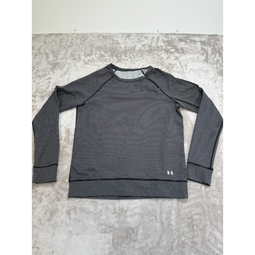 Under Armour Women's Medium Pullover Sweatshirt Gray Striped Shoulder Zip Medium